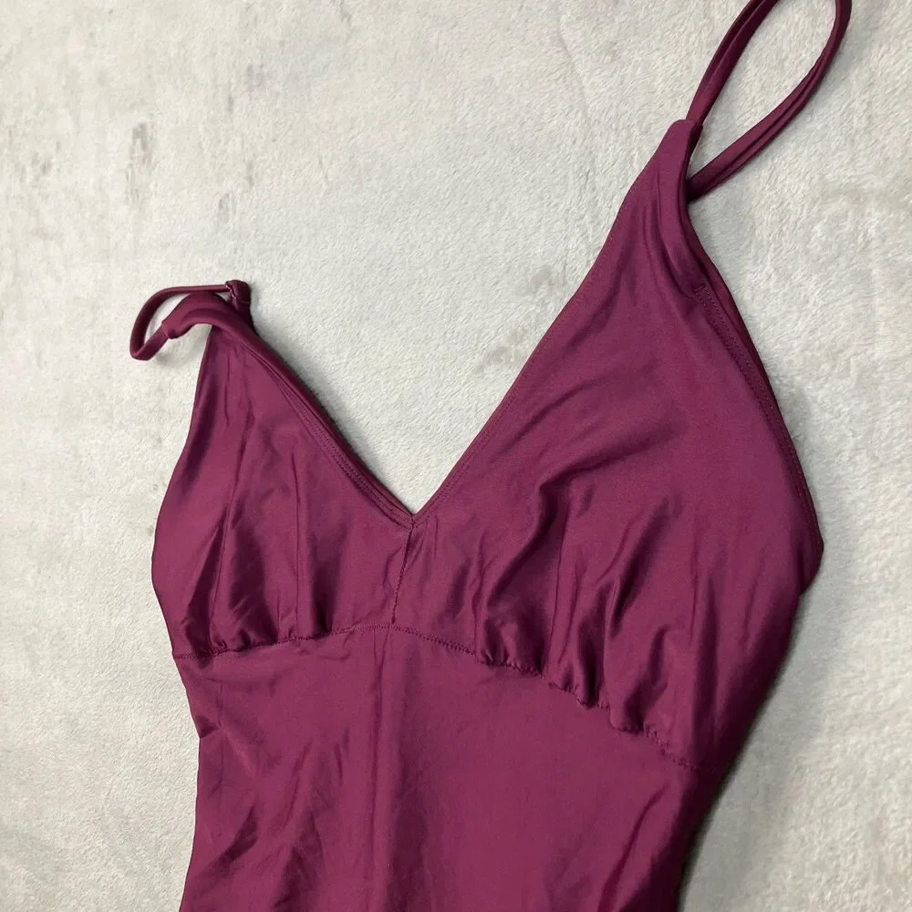 J Crew Lana One-Piece Womens 12 Burgundy Classic Sculpt Luxe Beach Resort CI367
